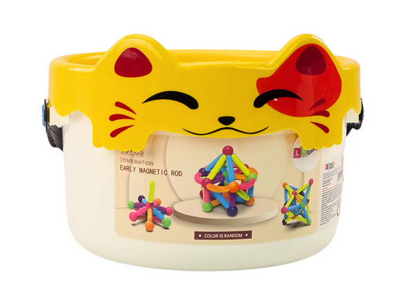 Magnetic Blocks in a Bucket 56 Elements Yellow Cat