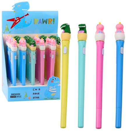 Leuchtender Dinosaurier-Kugelschreiber mit eierblauer Tinte, 0,7 mm, Mix