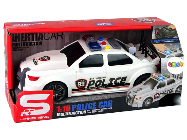 Sports Car Opening Trunk Police Lights Sounds White 1:16