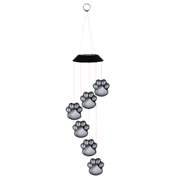 Solar Garden LED Lights Dog Paw Bells Colorful 70cm