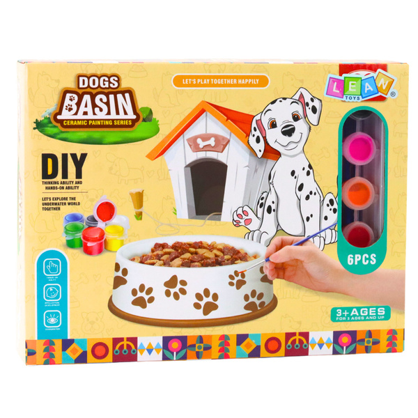 Kreatives Set Hundenapf für Malerfarben, Pinsel, DIY 6-teilig.