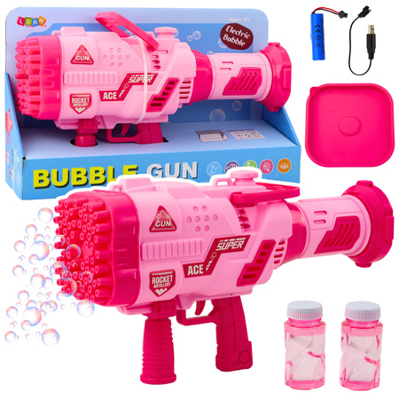 Large Electric Bubble Gun 64 Holes Pink