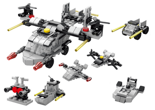 Klocki Konstrukcyjne Helikopter 6w1 Zestaw DIY Pojazdy 117 ele.