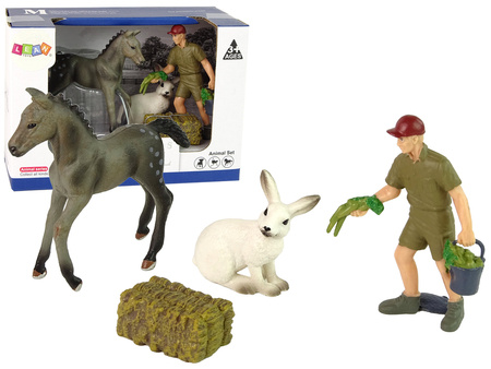 Tierfiguren-Set Pferd Grau Hase Bauer