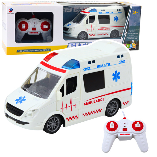 Ferngesteuerter Krankenwagen RC Lichter Geräusche 1:20 Weiß