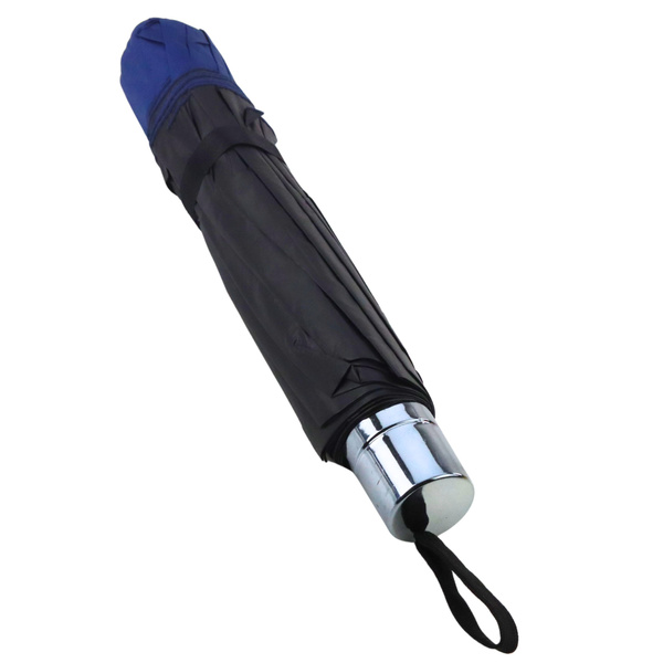 Large Folding Umbrella 12-Rib Navy Blue Cover 110 cm