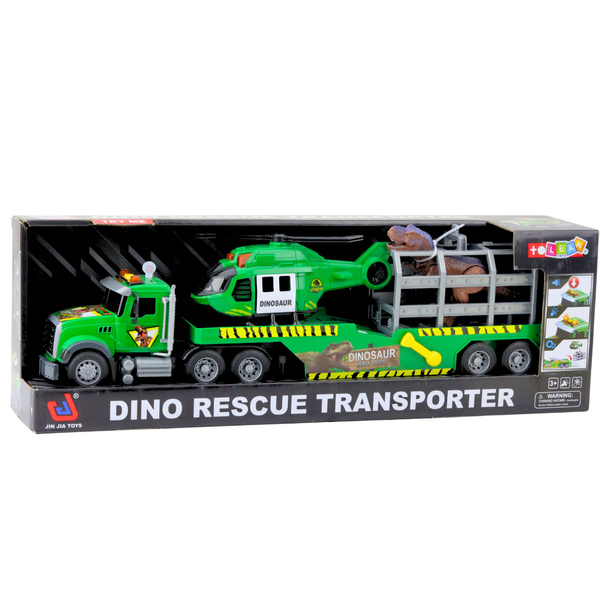 Set LKW-Hubschrauberkäfig mit Dinosaurierwelt-Sounds grün