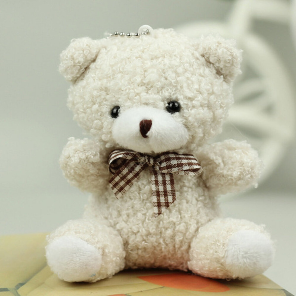 Teddybär Plüsch Schlüsselanhänger Anhänger Dekoration Weiß 8cm