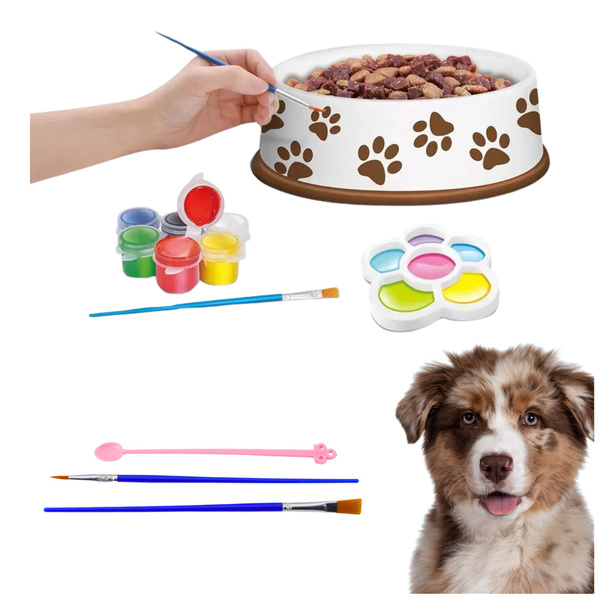 Kreatives Set Hundenapf für Malerfarben, Pinsel, DIY 6-teilig.