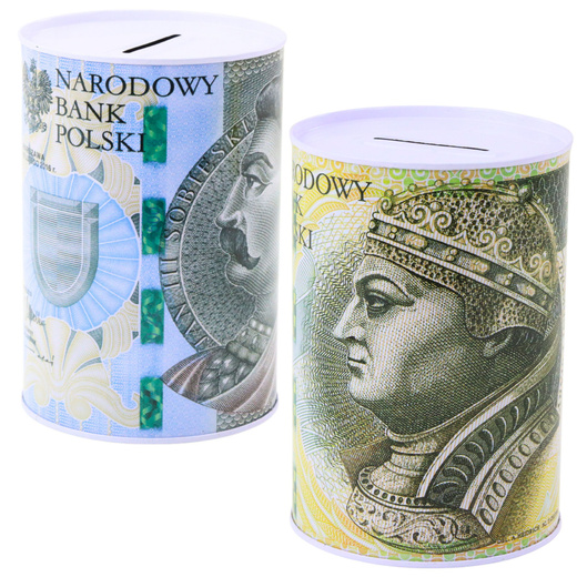 Metal Piggy Bank for Children 200/500 Zloty Banknote 15 x 10.5cm