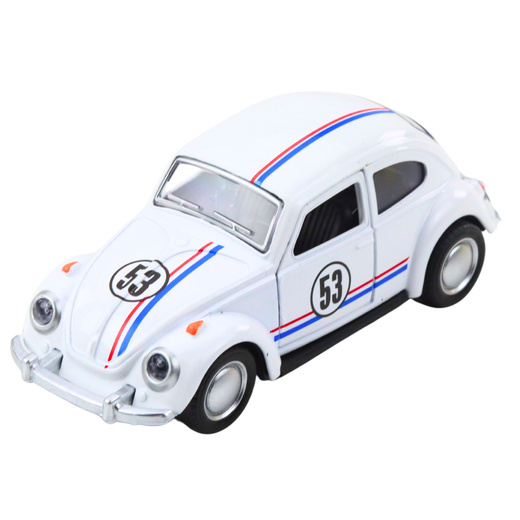Classic Car Beetle Metal Drive Opening Doors White 1:32