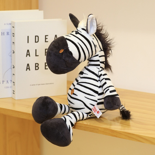 Plüsch-Maskottchen Kuscheltier Zebra Schwarz-Weiß 25cm