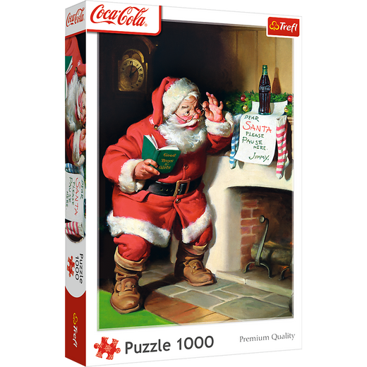 Puzzle - 1000 XMAS - Coca-Cola: Mikołaj przy kominku - Trefl 10922