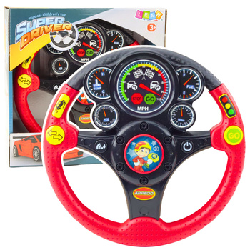 Interactive Steering Wheel For Kids Lights Sounds Vibrations Red