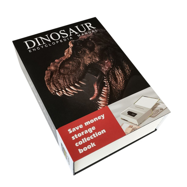 Book HiBuch verstecktes Sparschwein Safe Code Dinosaurier schwarz