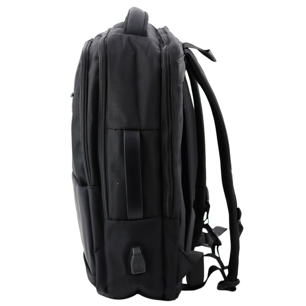 Plecak Miejski Biznesowy USB Pas Piersiowy Czarny 26L 45cm