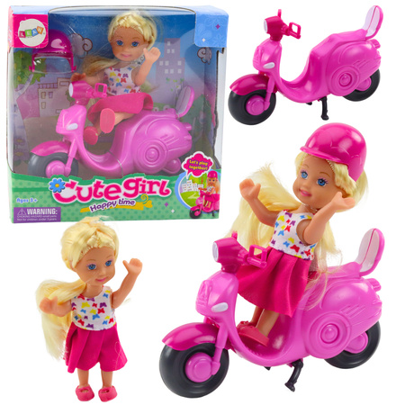 Mini Doll Set Doll Scooter Helmet Pink