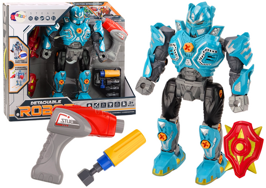 Schraubender Roboter, Waffe, Bohrer, Schraubenzieher, Lichter, Ton, Türkis