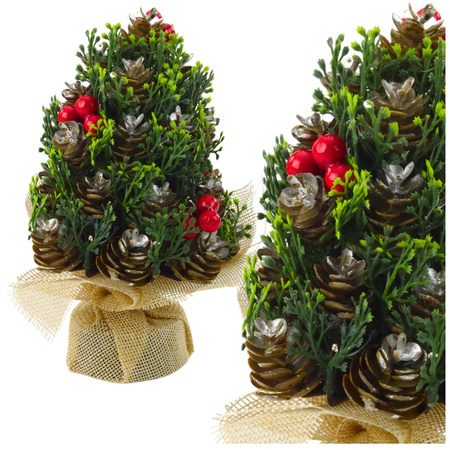Artificial Decorative Christmas Tree Cones Red Rowan Decorations 17x10cm