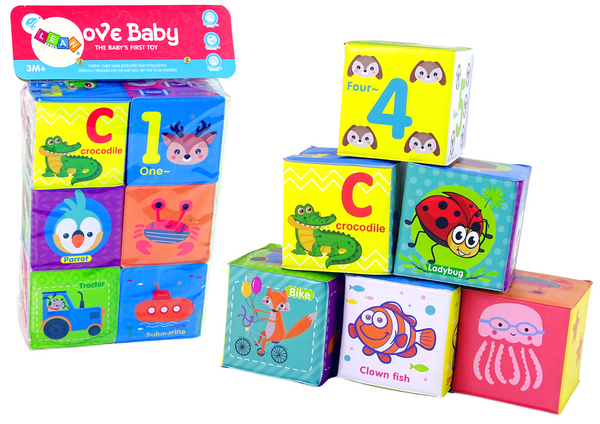 Set of 6 Educational Foam Cubes Coloured Cubes for Baby Large size