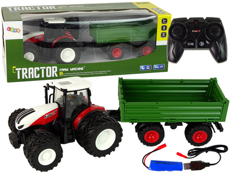 RC Tractor with Trailer 1:24 Red Green
