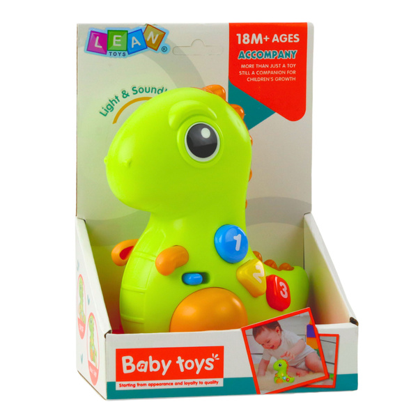 Interaktives Spielzeug für Kleinkinder: Dinosaurier auf Rädern mit Licht und Geräuschen