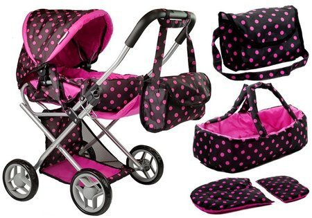 Alice Doll Pram Carrier Bag Black-Pink