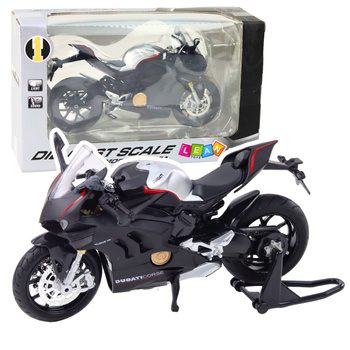 Sports Motorcycle Metal Lights Sounds Silver Elements Black V4 1:12