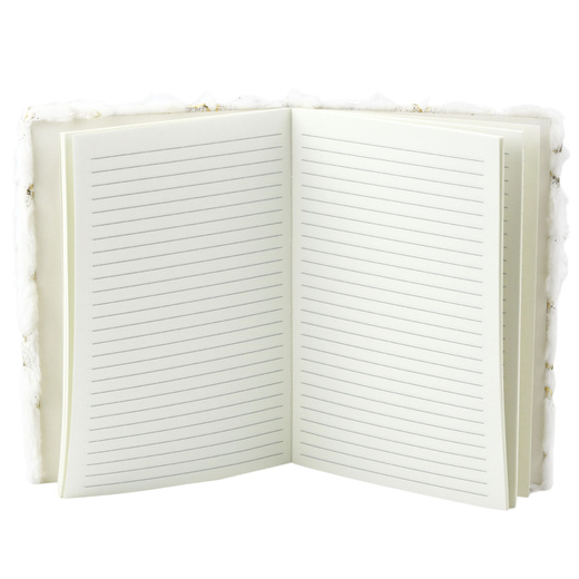 Pluszowy Zeszyt Notatnik W Linie Złote Gwiazdki Biały A5 80 Kartek