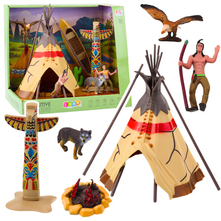 Indianer Figuren Set Dorfindianer Zelt Tipi Boot Totem