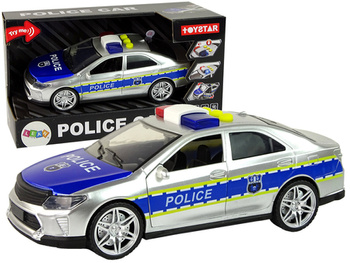 Police Car 1:14 Friction Drive Sounds Light Silver