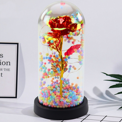 Eternal Rose In Glass Crystal LED Lighting Balls Red 21x11cm