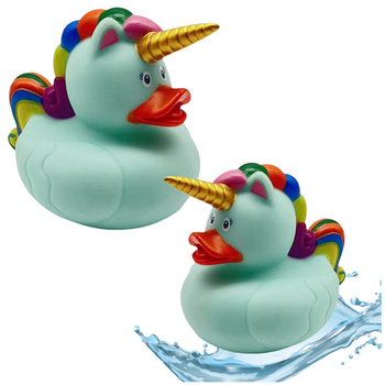 Ente Einhorn Badespielzeug Regenbogen Mähne Schwanz Grün