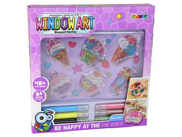 Creative Set Stained Glass Window Fusing Paint Ice Cream Sweets 3D