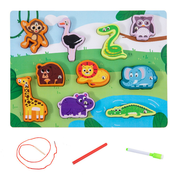 Wooden Puzzle Magnets String Interlacing Animals