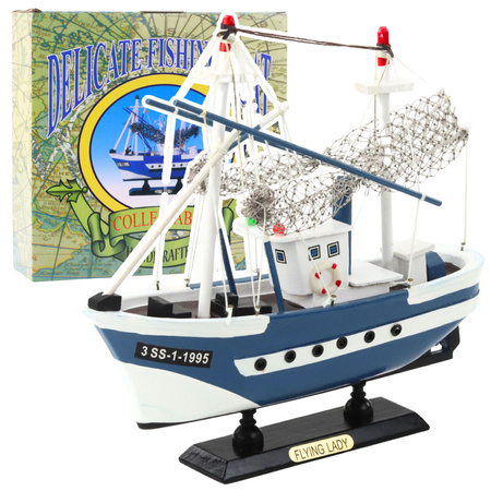 Sammlermodell Schiff Fischerboot Flying Lady Blau 24x23cm