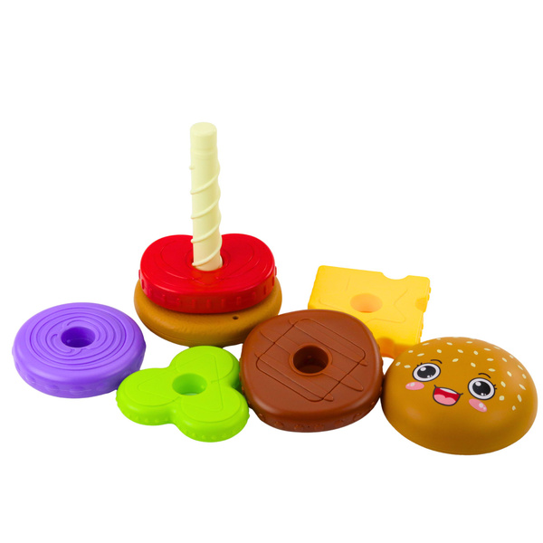 Hamburger-Pyramiden-Puzzle für Kinder, bunt, 7-teilig.