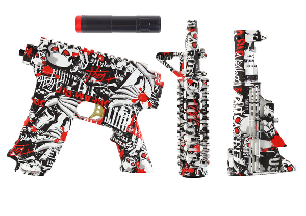 Electric Water Bullet Rifle with Red Grafiti Glasses