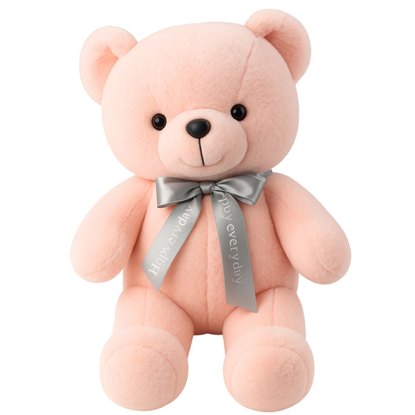 Plush Mascot Cuddly Toy Teddy Bear With Bow Happy Every Day Pink 55cm