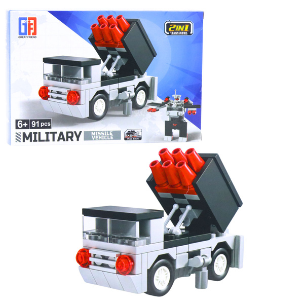 2-in-1 Construction Bricks Military Vehicles Transport Robot