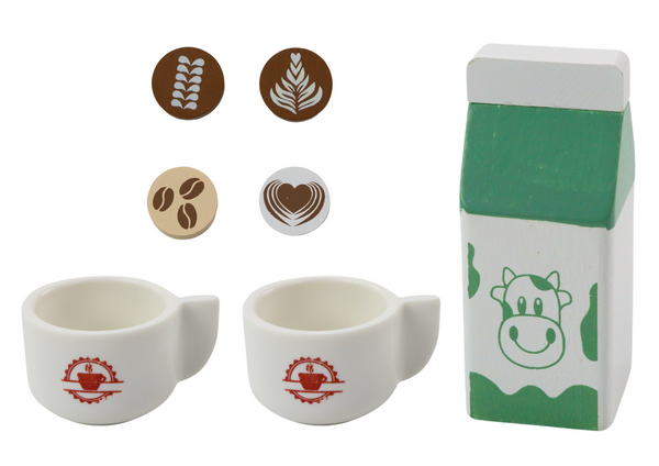 Wooden Coffee Machine AGD Milk Cup Set
