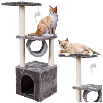 Cat Scratcher With House Tunnel Platform 30x30x78cm
