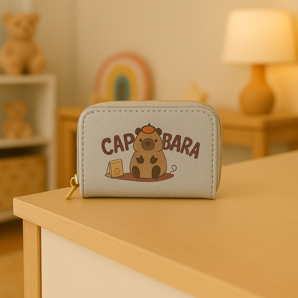 Two-compartment wallet with card compartments Kapybara White 12.5 x 8.5cm