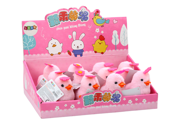 Rosa Springhenne Aufziehhenne mit Blume