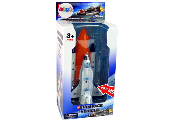 Space rocket with metal spacecraft Aerospace Light and sound effects PULL-BACK