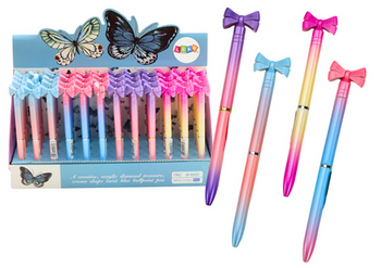 Pen with Bow Colorful Blue Refill 0.7mm Mix