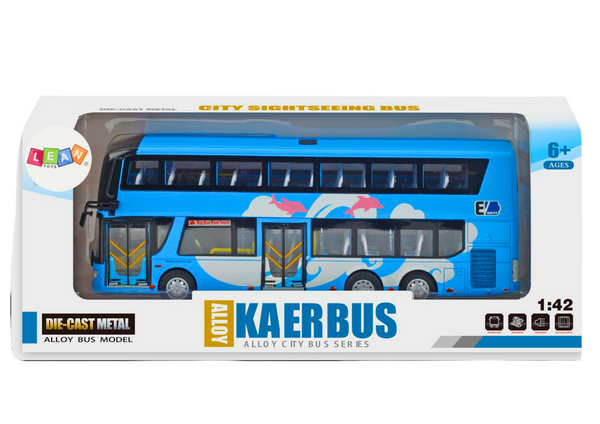 Doppeldecker-Tourbus 1:42 Metall Hellblau