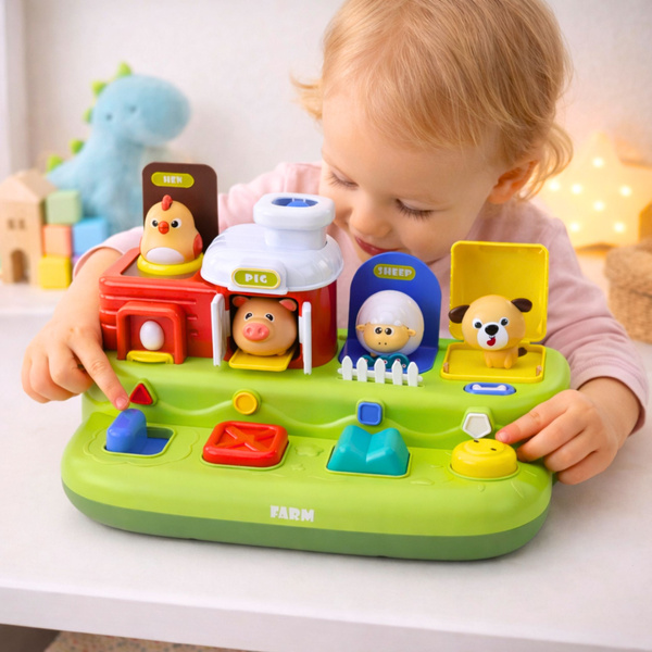 Interactive Educational Toy for Toddlers - Pop-Up Animals Farm