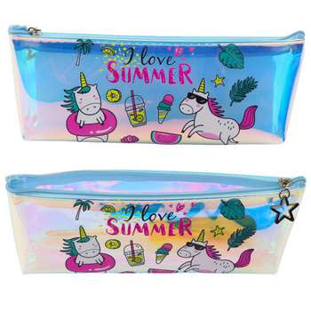 Girl's School Holographic Pencil Case Summer Unicorns