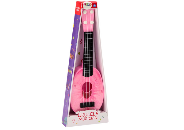 Ukulele für Kinder Mini-Gitarre 4 Saiten Pfirsich-Themengitarre Rosa 15″